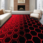 Bold Red Hexagon Pattern Rug