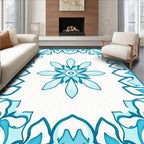 Blue Floral Mandala Pattern Rug