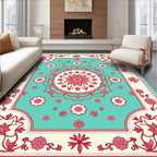 Vintage Floral Medallion Aqua Rug