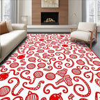 Red Ribbon And Ornament Collage Rug