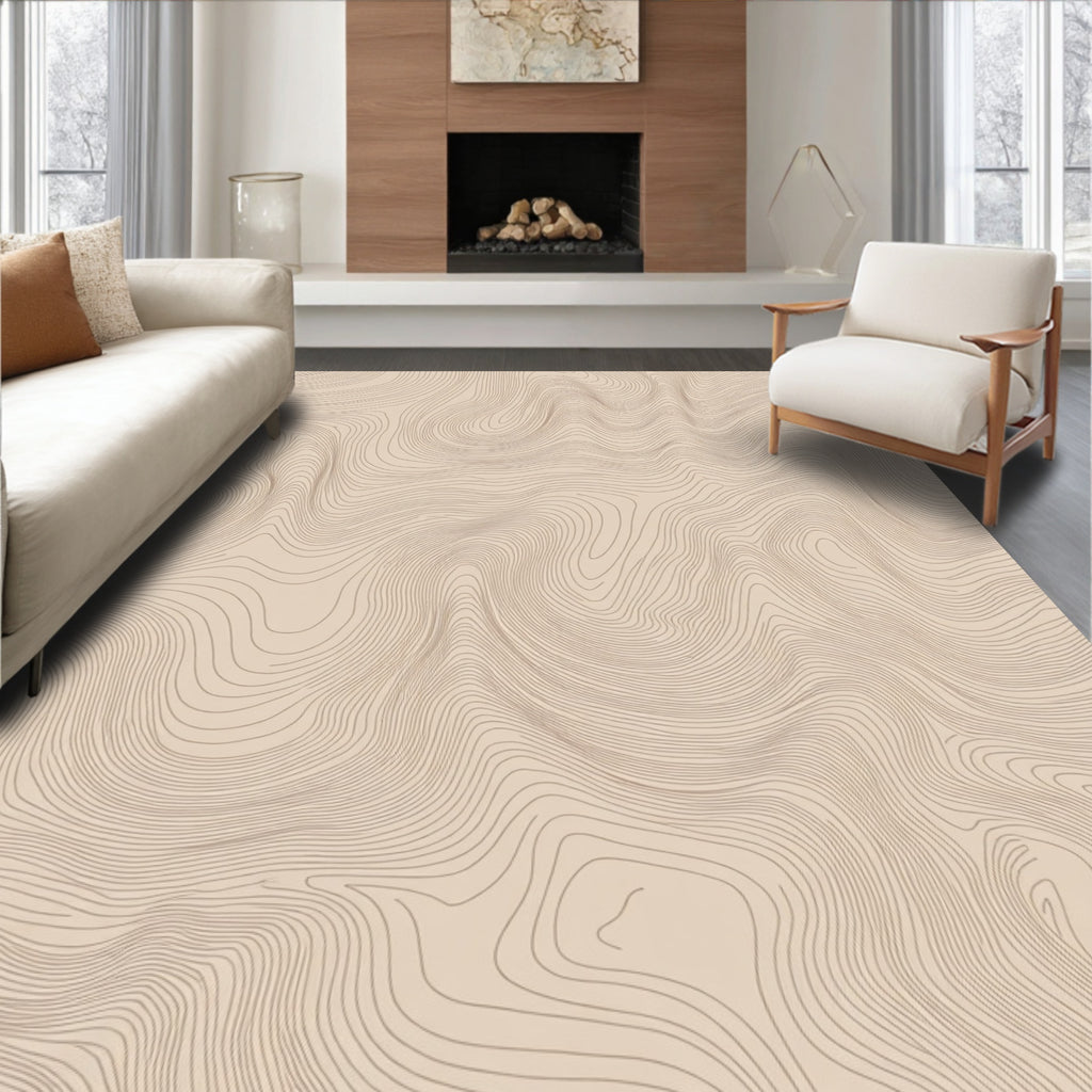Modern Contour Line Abstract Surface Rug