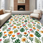 Whimsical Floral Leaf Pattern Rug