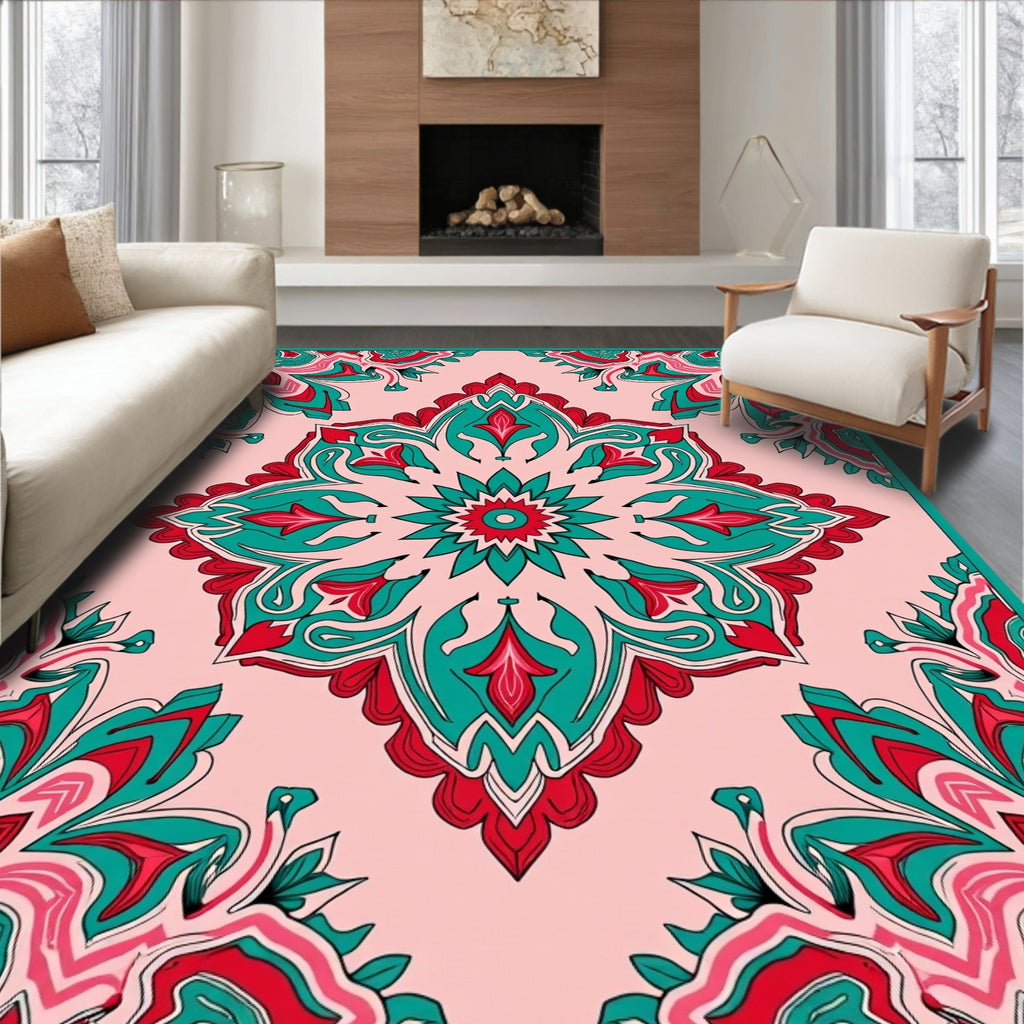 Intricate Floral Medallion Pattern Rug