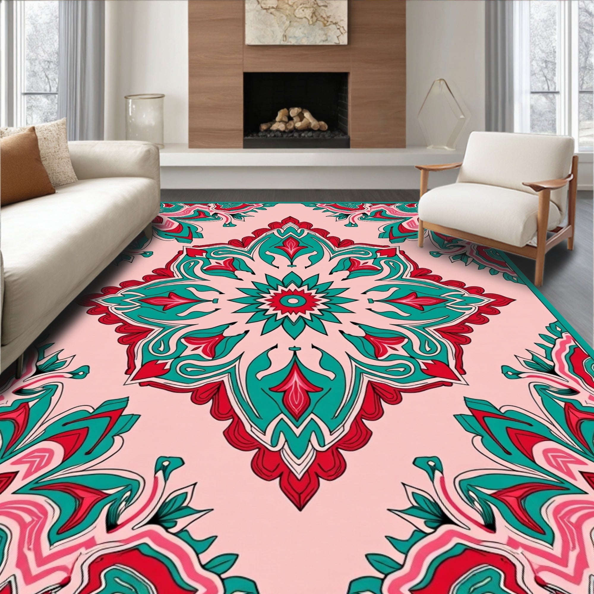 Intricate Floral Medallion Pattern Rug