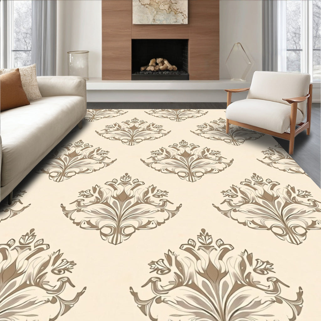 Elegant Floral Damask Pattern Rug