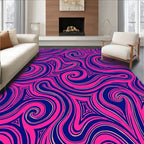 Hot Pink Swirling Lines Navy Rug