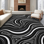 Monochrome Swirling Abstract Pattern Rug