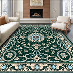 Elegant Green Floral Lace Pattern Rug