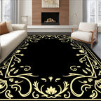 Elegant Floral Scrollwork Golden Border Rug