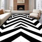 Bold Black White Zigzag Pattern Rug
