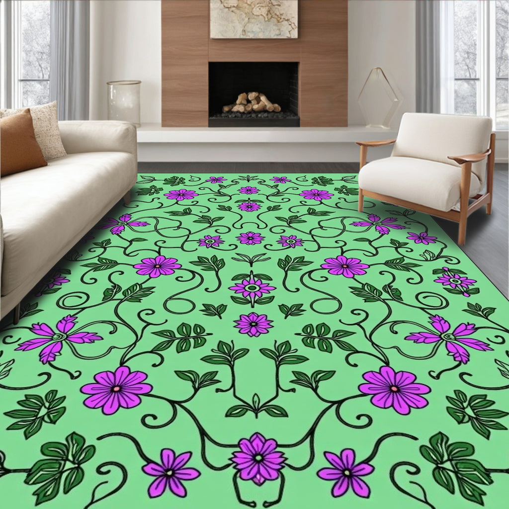 Sweet Lavender Floral Vine Arrangement Rug