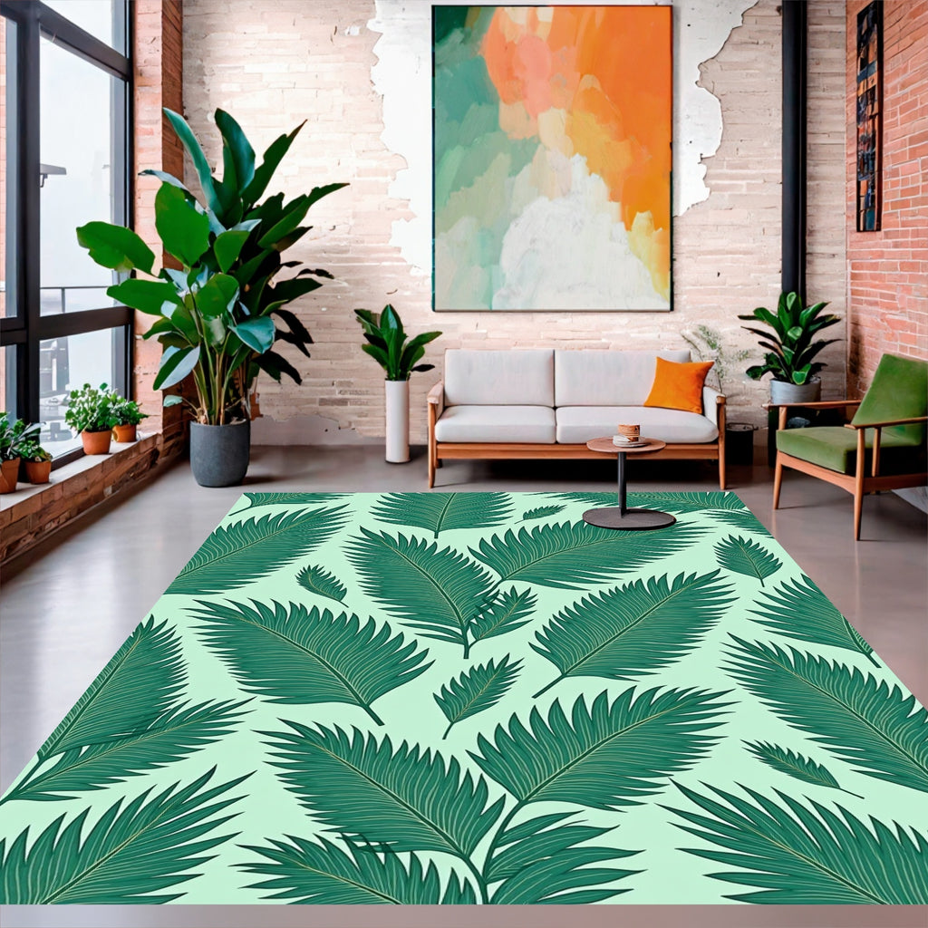 Tropical Palm Leaf Pattern Design Rug