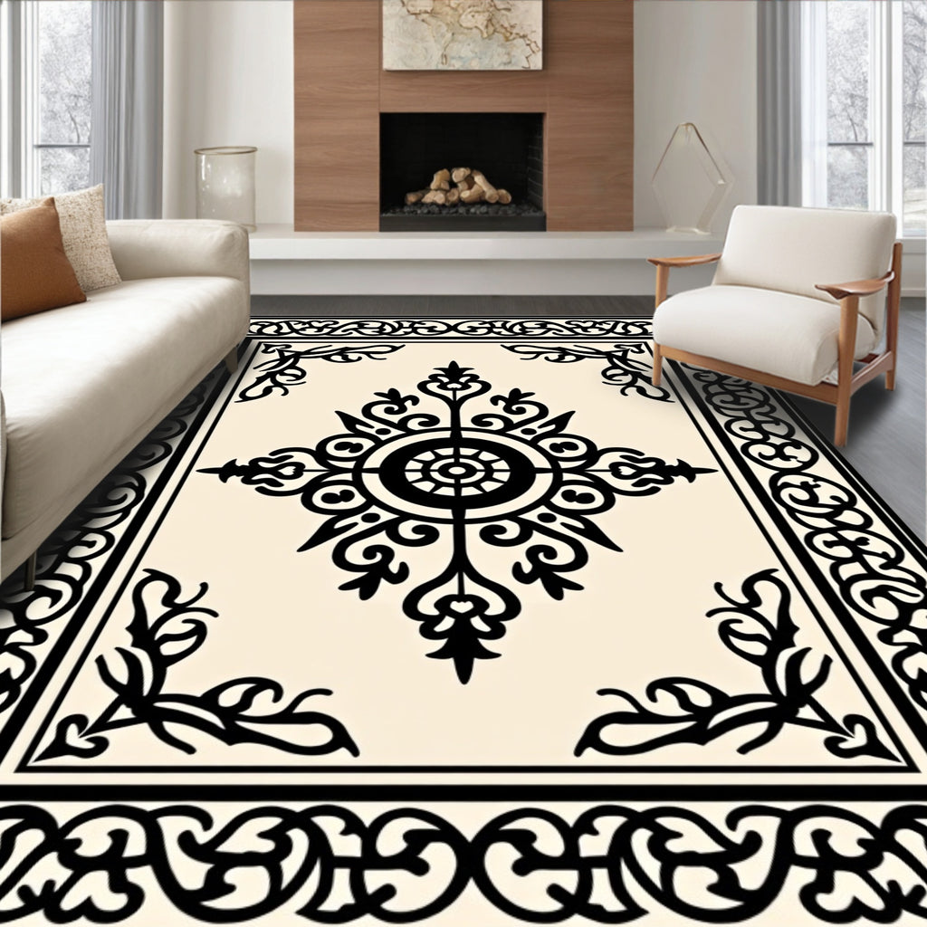 Classic Black Ornate Decorative Rug