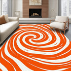Orange White Swirl Patterned Rug