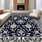 Elegant Floral Scroll Pattern Rug