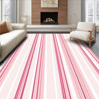 Pink White Striped Pattern Rug