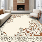 Elegant Scrollwork Floral Border Design Rug
