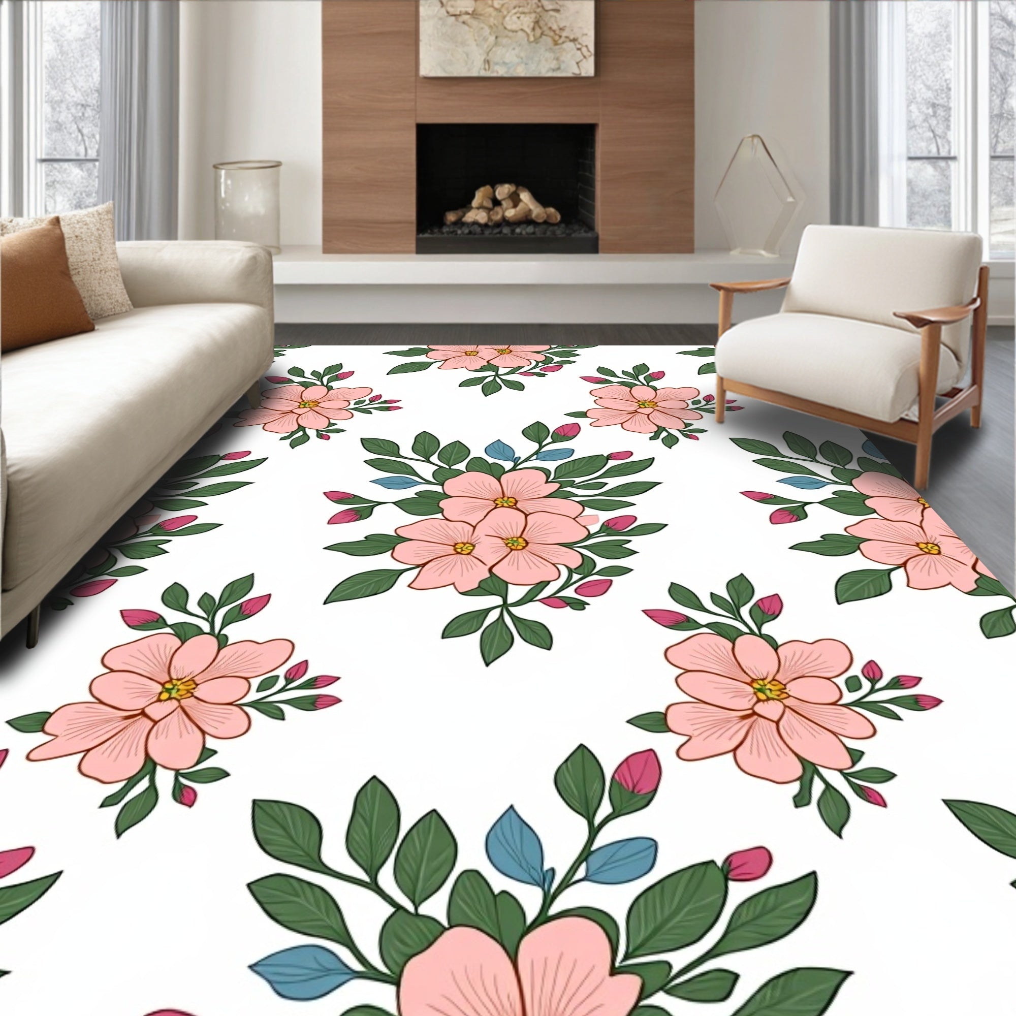Delicate Floral Pattern Design Rug