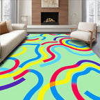 Bright Wavy Multi Colored Abstract Rug