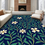 Dark Floral Vine Pattern Rug