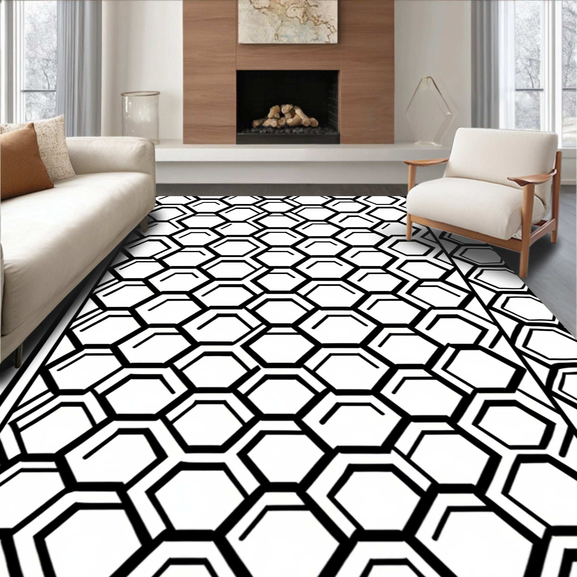 Modern Hexagonal Pattern Design Rug