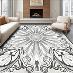 Symmetrical Floral Art Nouveau Style Rug