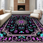 Ornate Pink Teal Floral Mandala Rug