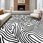 Abstract Black White Wavy Lines Rug