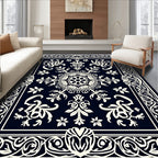 Intricate Floral Mandala Bordered Design Rug