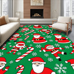 Christmas Santa Candy Cane Snowflakes Rug