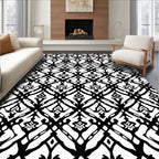 Black White Interlocking Pattern Rug
