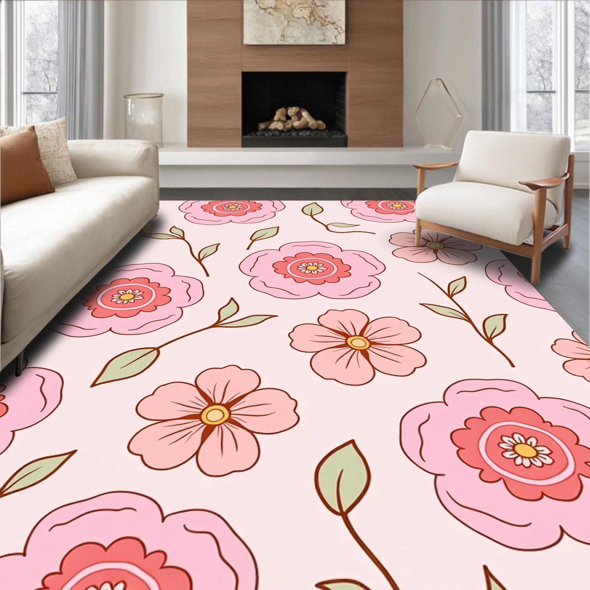 Groovy Floral Print Rug
