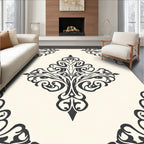 Ornate Scrollwork Damask Pattern Rug