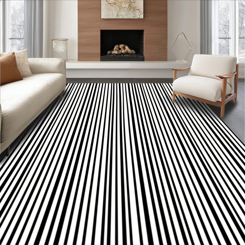 Bold Vertical Stripe Graphic Art Rug