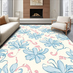 Art Nouveau Floral Drawing Blue Pink Accent Rug