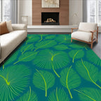 Green Palm Leaf Pattern Rug