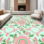 Pink Floral Swirl Design Rug