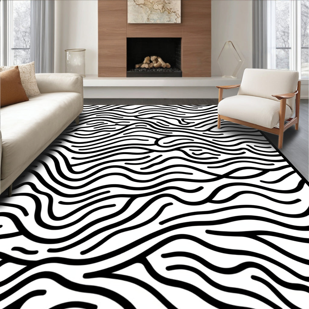 Abstract Wavy Lines Pattern Rug