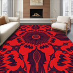 Intricate Floral Sunburst Red Pattern Rug