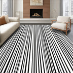 Bold Black White Stripe Pattern Rug