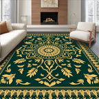 Elegant Gold Floral Patterned Rug