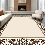 Ornate Floral Scrollwork Border Design Rug
