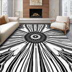 Bold Black Radial Starburst Pattern Rug