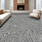 Abstract Black White Swirls Pattern Rug