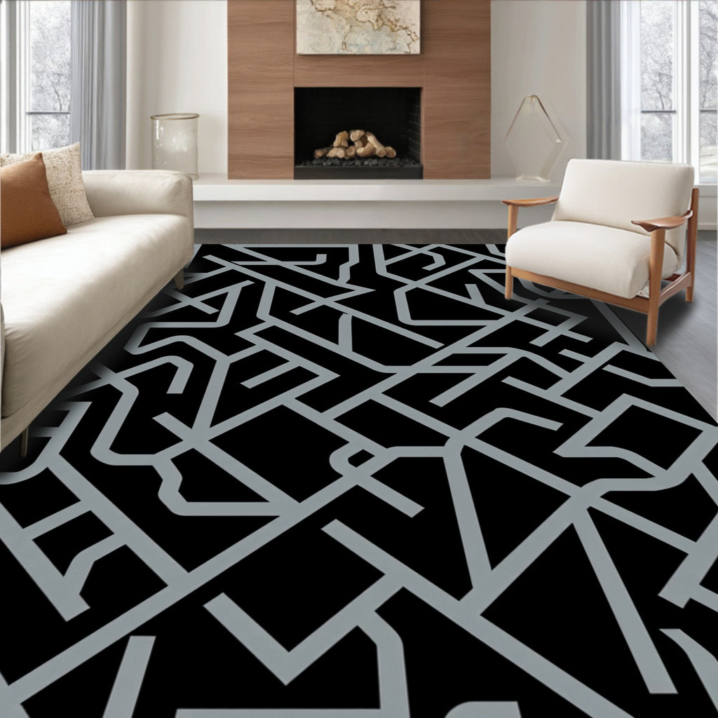 Modern Intersecting Lines Pattern Rug