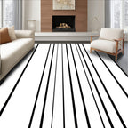 Bold Linear Black And White Stripes Rug