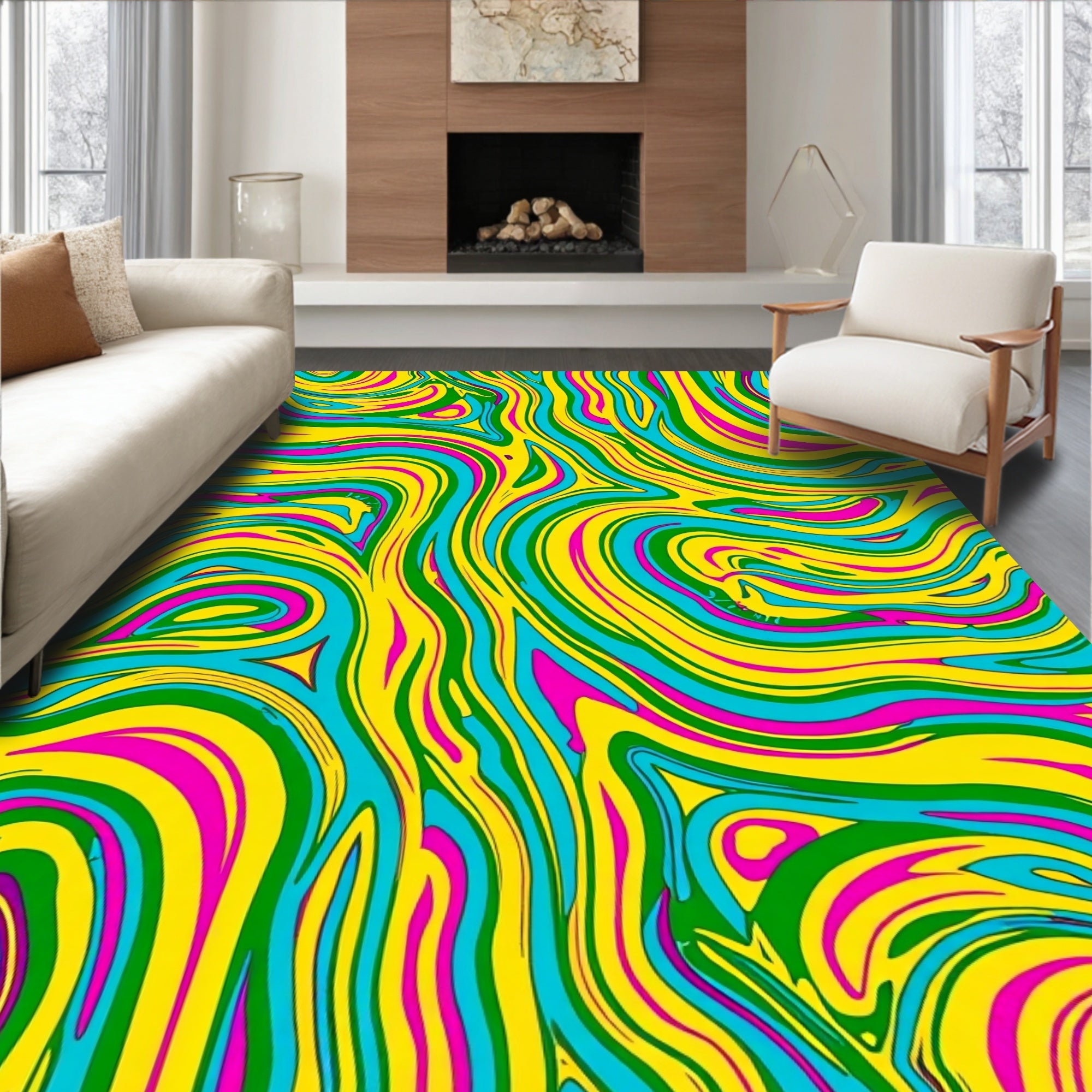 Vibrant Swirl Abstract Pattern Rug