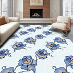 Blue Rose Abstract Pattern Design Rug