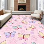 Whimsical Butterfly Flower Pattern Rug