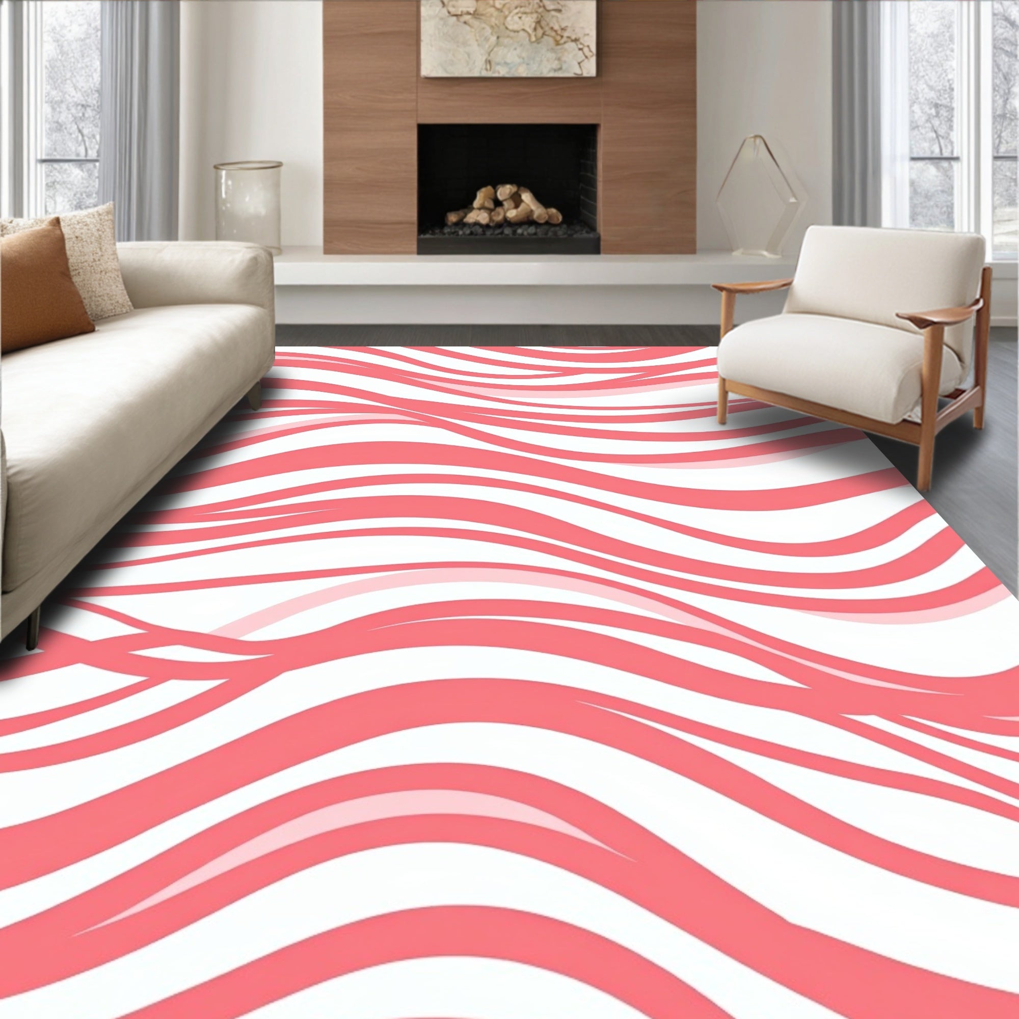 Coral Swirl Abstract Pattern Rug
